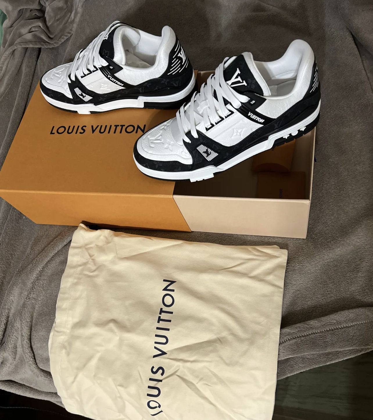 Louis Vuitton Monogram Trainer Sneakers 'Black/White' for Sale in Round  Rock, TX - OfferUp