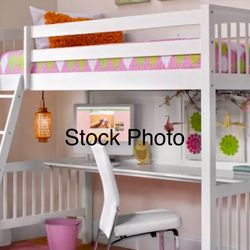 Twin size loft bed with desk