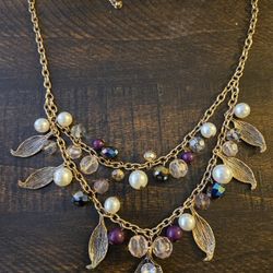 Coppertone Necklace With Multicolor Beads