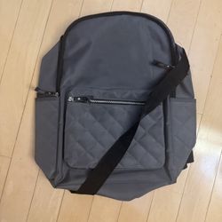 Gray backpack school travel kid adult work office pockets trendy child new condition bag