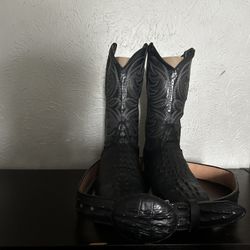 Black Crocodile Skin Boots