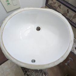 White Oval Undermount Ceramic Bathroom Sink - Great for Remodels!