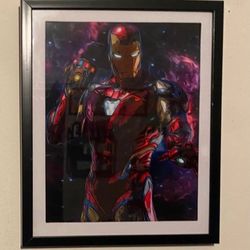Iron man custom art piece on black frame