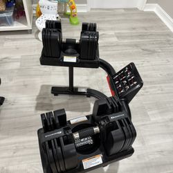 Bowflex 5-60lbs, Rack With Media Center, And Bench 