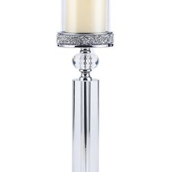 Soetai Crystal Candle Holders for Pillar Candle, Metal Crystal Candlesticks Holder for Home Decor Coffee/Dining Table ST001 (L)