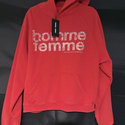 🔥 HOMME + FEMME “Mardi Gras” Hoodie – RED – Size S (Oversized) 🔥