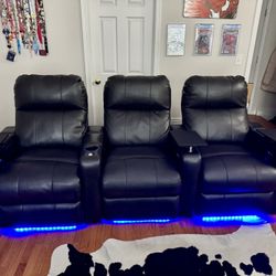 Octane Turbo XL700 Power Leather Home Theater Seating Set (Row of 3) Octane Seating 