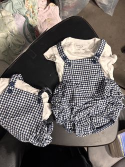 (2) 6m Carter’s baby girl blue gingham outfits
