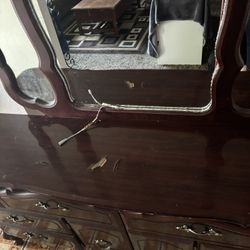 Brown Dresser With Mirror 