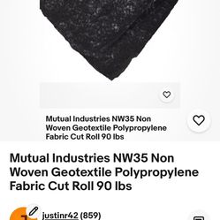 Mutual Industries NW35 Non Woven Geotextile Polypropylene Fabric Cut Roll 90 lbs