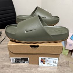 Size 11 - Nike Calm Men's Slides Comfort Sandal Medium Olive Gum