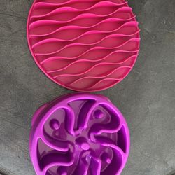 Anti-Gulp Slow Feeder Dog Bowls Set of 2 