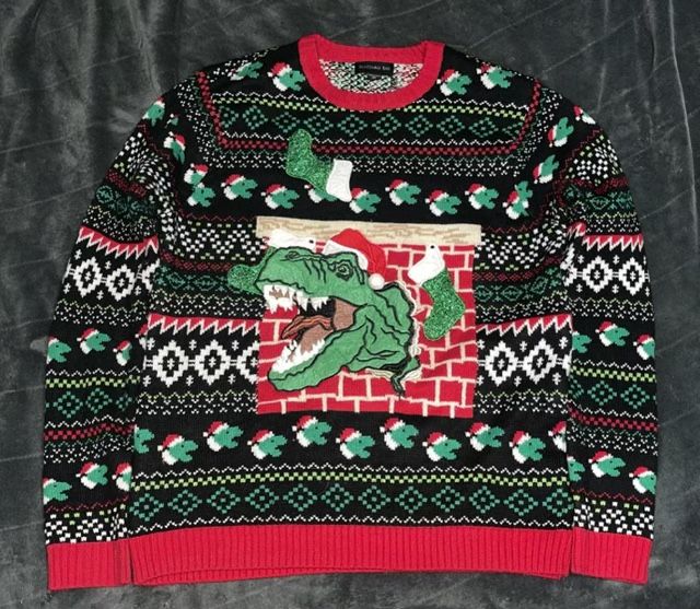 Blizzard Bay T-Rex In The Chimney Ugly Sweater