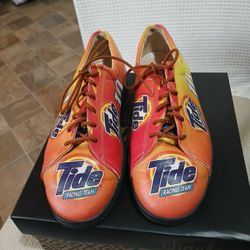Vintage 1990 NASCAR T I D E Racing Team Leather Shoes Size 7 1/2 Number 10 Icon Made In USA Excellent Condition Women's Size Seven And A Half