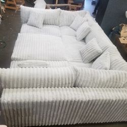 BRAND NEW 8X13X8FT AND 11X11FT Or 6x13x6ft  SECTIONAL COUCHES Chaise,  Corduroy CREAM FABRIC. Custom Made Available 