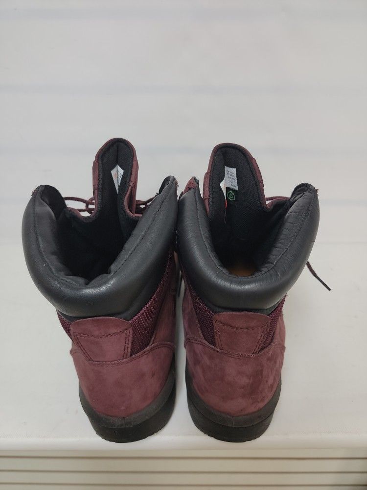 Timberland Inch Waterproof Field Boot Burgundy Nubuck Men's Size 11