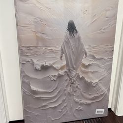 Abstract Jesus Walking on Water Canvas Wall Art 36"x24"