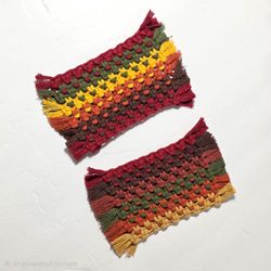 2 Macrame Coasters Fall Colors
