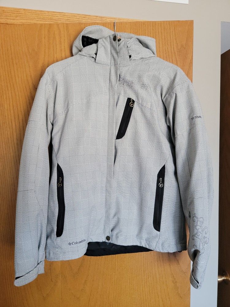 Columbia Omni-Tech Titanium Plaid Winter Ski Snow Parka Jacket Womens L