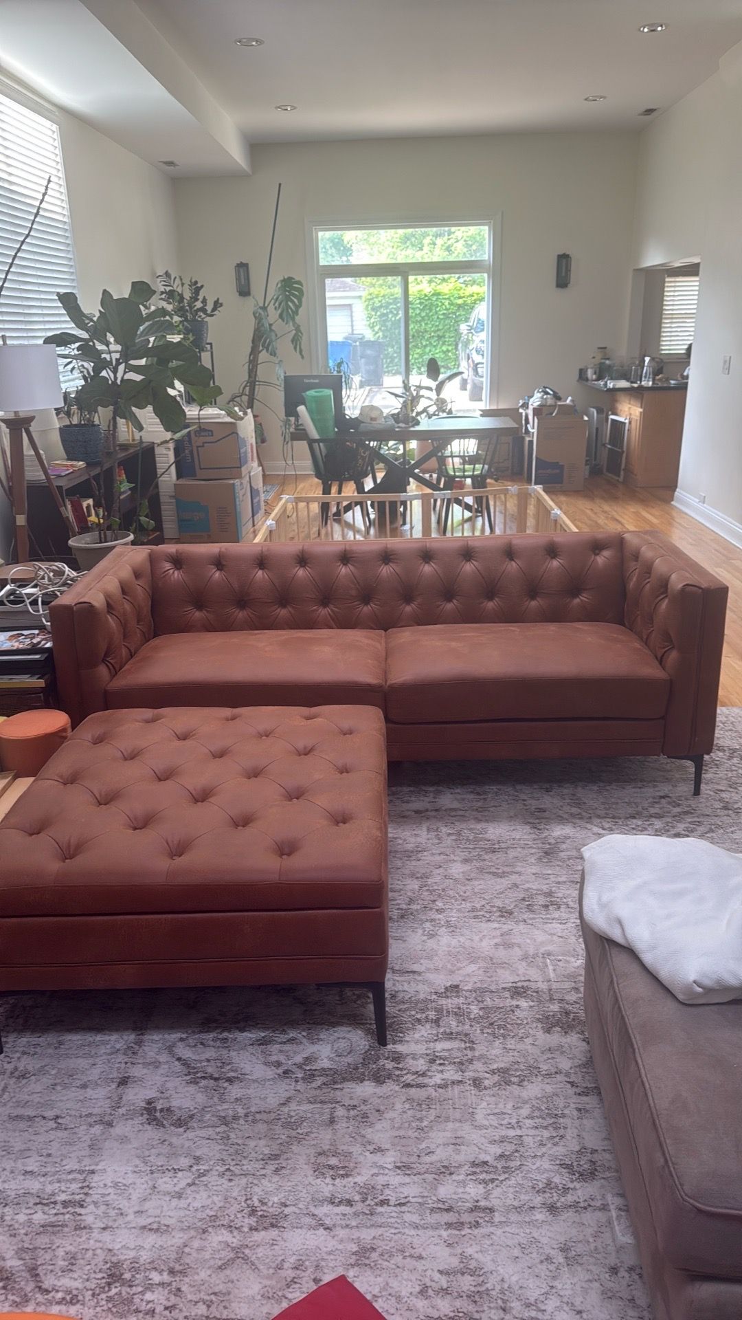 Brown leather couch