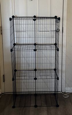 Black Modular Wire Grid Storage Cube Shelf
