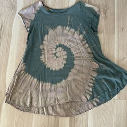 Handmade Tie Dyed Green Tunic Top Size S/M