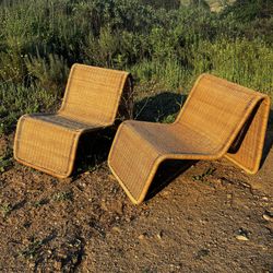 Vintage - Mid Century Ikea Hestra Rattan Lounge Chairs (pair) excellent condition!