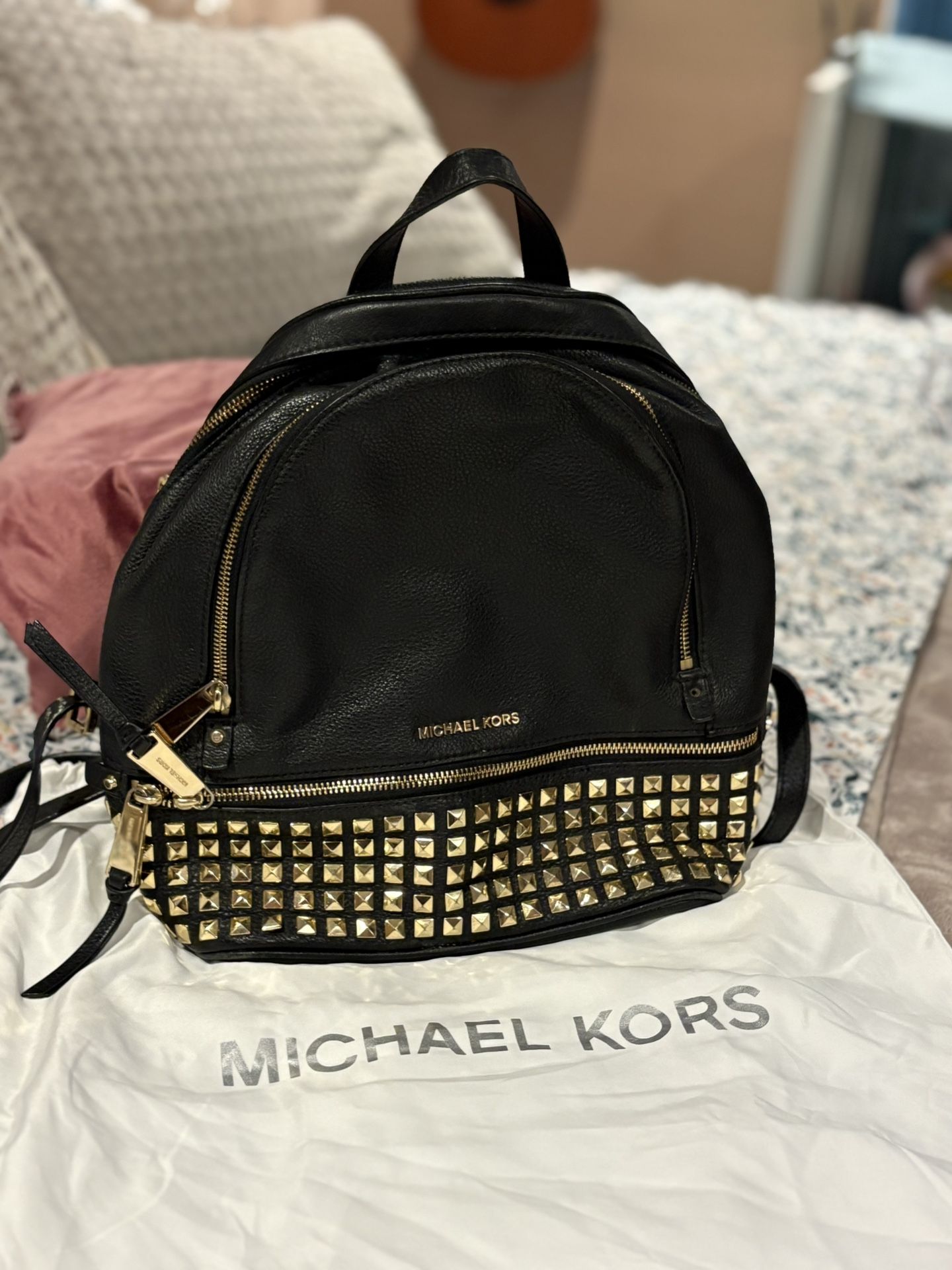 Michael Kors Black Leather Backpack
