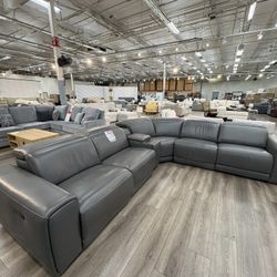 Costco Karson Leather Power Recliner Sectional With Power Headrests 