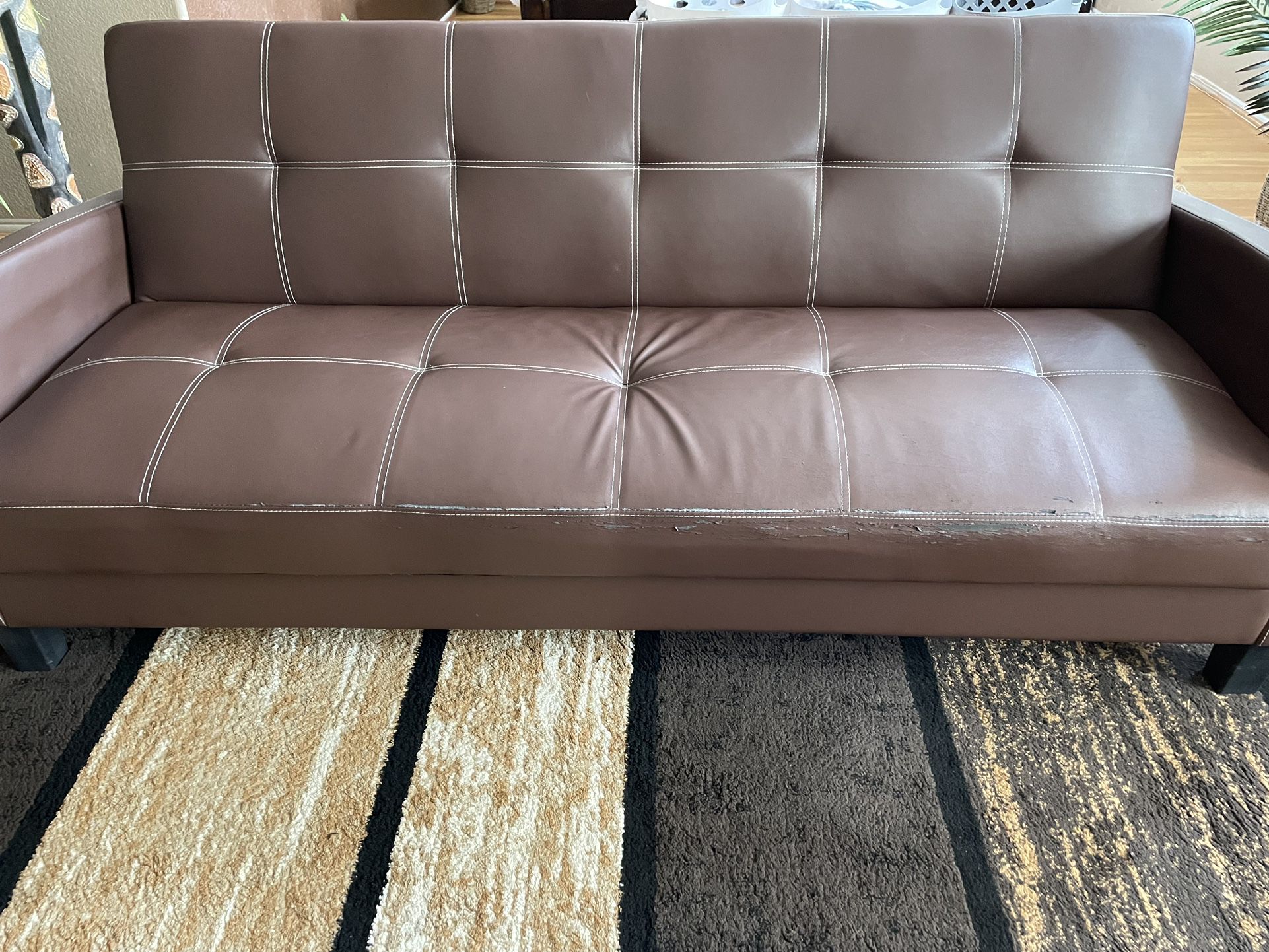 Earth tone Brown Leather Futon Couch 🛋️ 