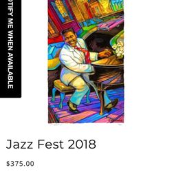 2018 New Orleans Jazz Fest Signed & Numbered 