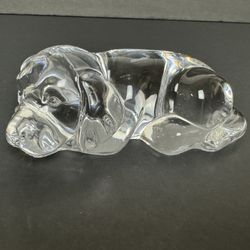 Art Glass Slipping Dog Puppy  Peperweight 4.5” Long