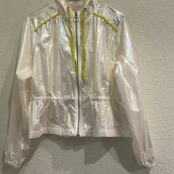 Candie’s White Shimmery Women’s Hoodie Jacket 100% Nylon  Sz. M