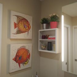 2 IKEA White Metal Cube Wall Shelves 