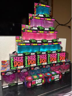 NeeDoh Groovy Glob, Fuzz Ball 3-Pack, Jellyfish Squish & Nice Cube
