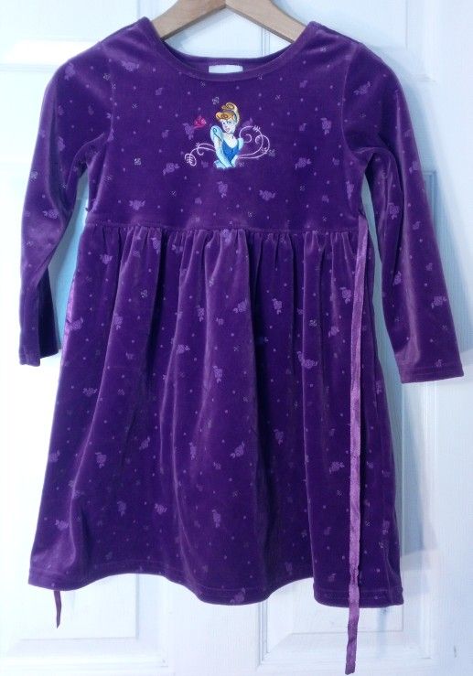 Purple velvet Disney little girls dress