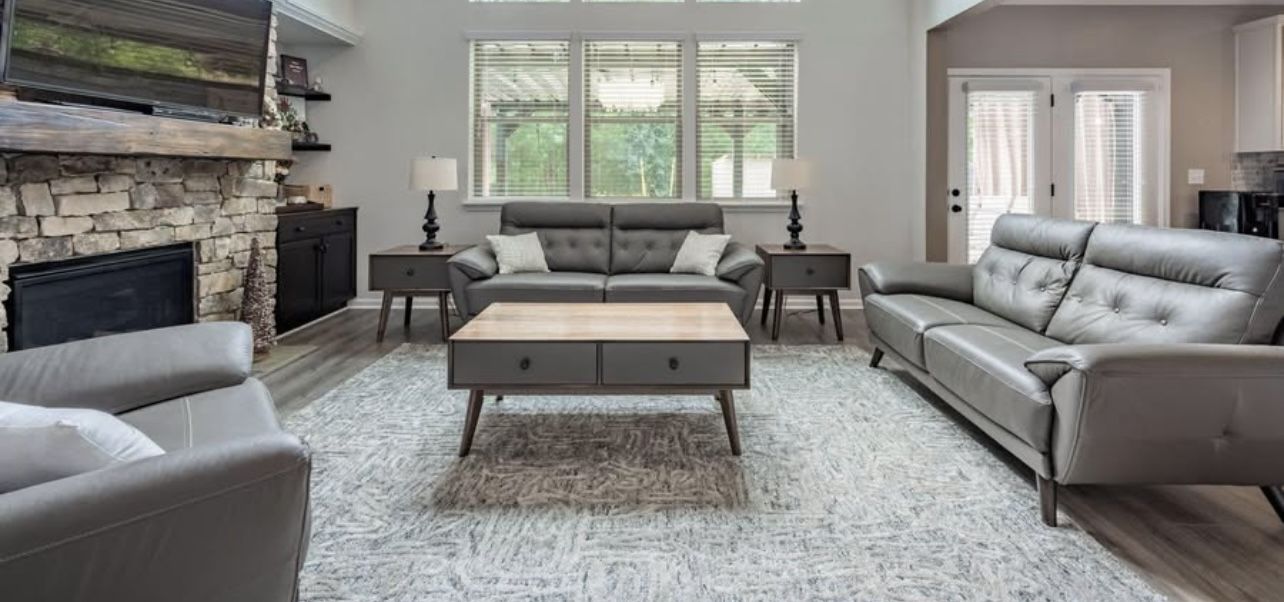 Living Room-Sissoko Contemporary Gray Set w/Lynnifer Sofa/Console Table & 2 Lynnifer End Tables