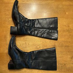 Black Leather Boots - size 10