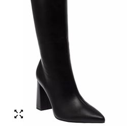 Wild Pair Women's Islah Wide-Calf Block Heel Knee High Black Boots Size 8