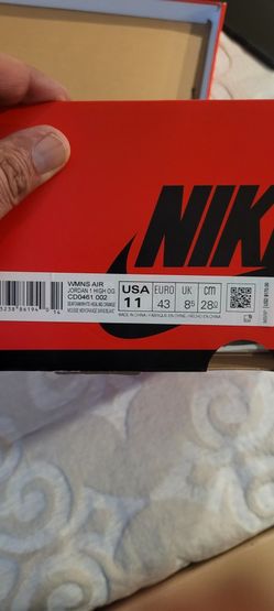 Womens Air Jordan 1 High Og Size 11 Or Men's Size 9