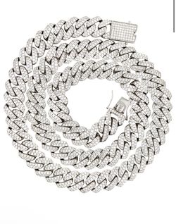 White Gold Plated Mens CZ Miami Cuban Link Chain