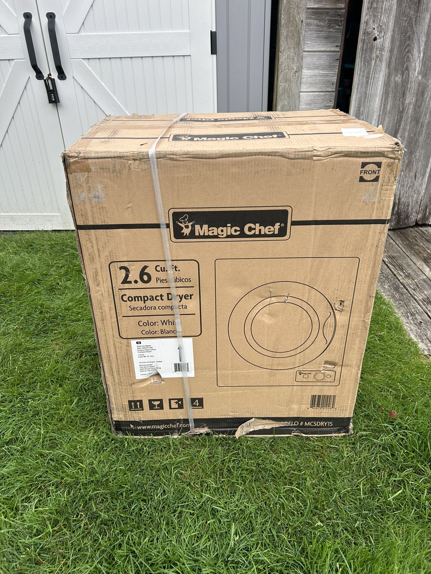 Brand New Magic Chef 2.6 cu. ft. White Compact Electric Dryer Model MCSDRY1S