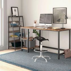 Rustic Desk With Shelf Storage 