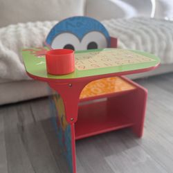 Sesame Street Kids Desk Chair with Storage Compartment and Cup Holder