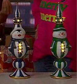 Kringle Express 184 Lit Holiday Character Finial Green Snowman: