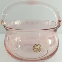 Avon Presidents Tribute Pink Glass Basket Brand New