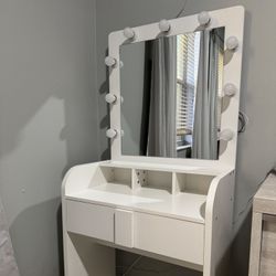 Wooden Vanity With Mirror 
