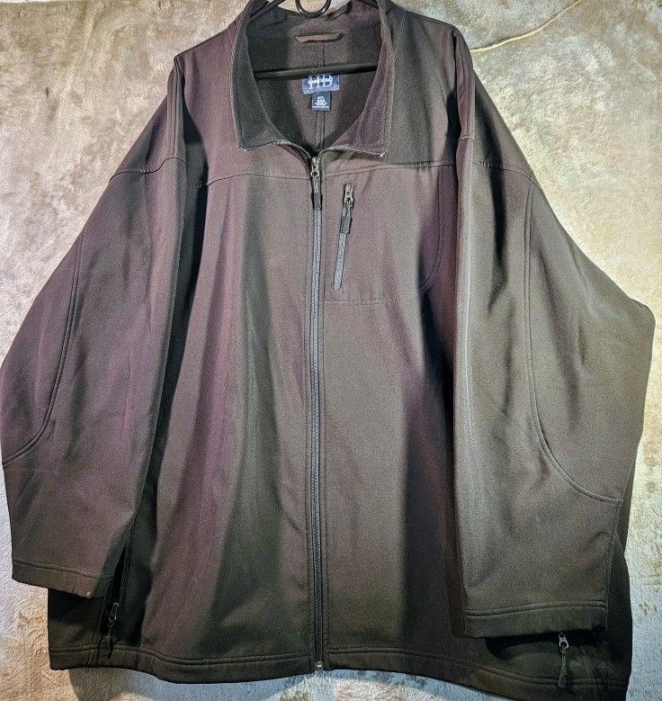 Harbor Bay By : "DXL" -Big Tall • ( SIZE : 6-XL )Bonded Fleece Jacket-(Black) • Fleece Lined Interior & Smoth Full-Zip Outer Shell •