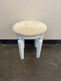 Poundex White Vanity Stool with Upholstered Seat