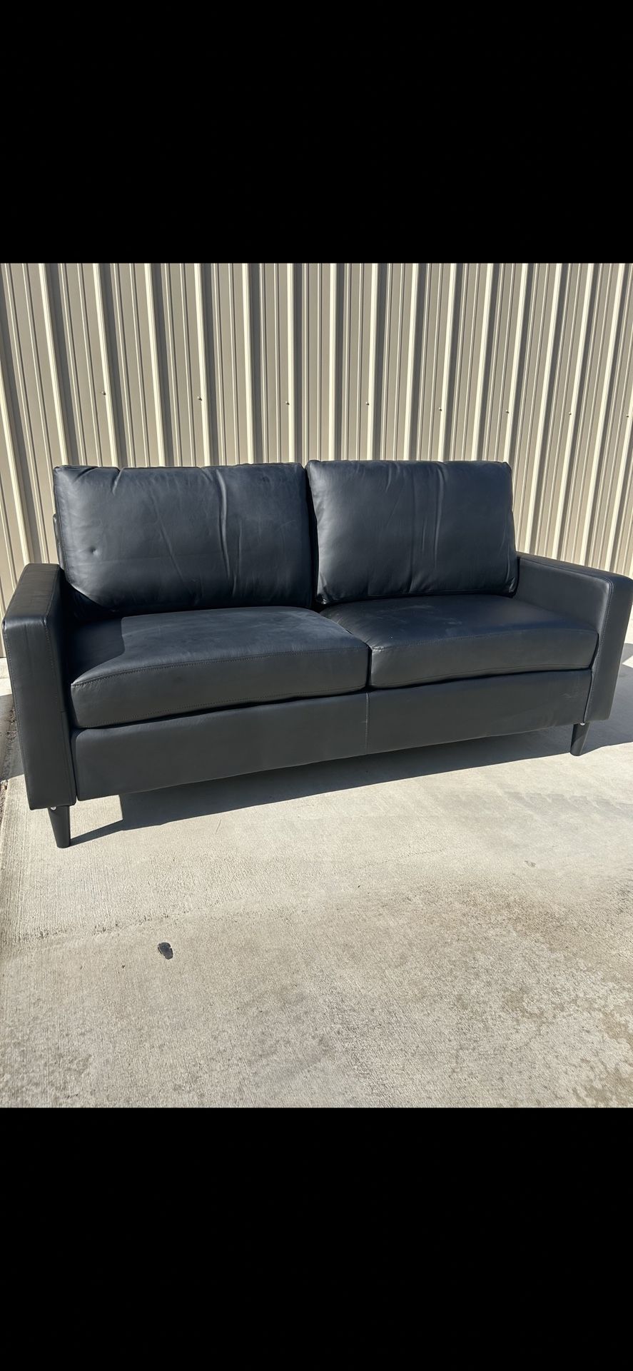 New Black Faux Leather Sofa